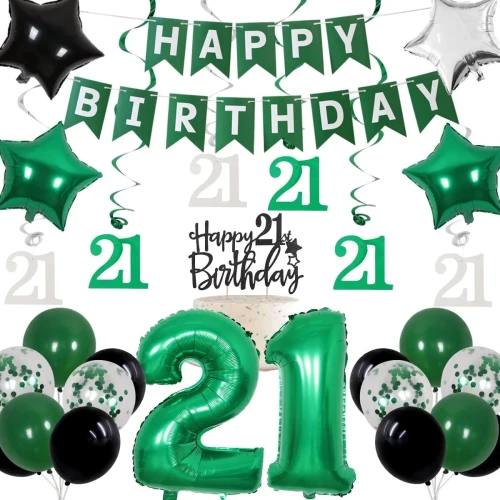 Green & Black 21st Party Pack