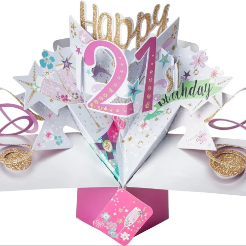 Happy 21st Birthday 3D Pop-Up Greeting Card