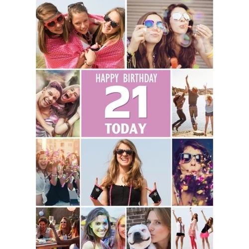 Multiple Photo Upload Happy Birthday 21 Today Card