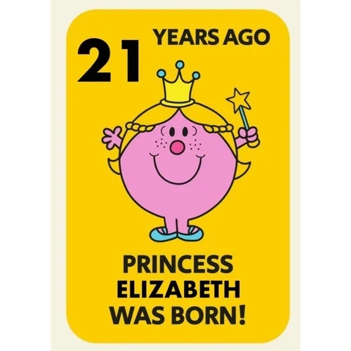Mr Men Little Miss Princess Born 21 Years Ago Birthday Card