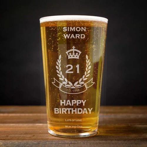 Personalised 21st Birthday Pint Glass