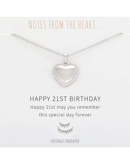 Happy 21st Birthday Heart Pendant