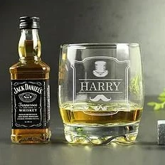 Personalised Gentleman'S Glass With A Miniature Jack Daniel'S
